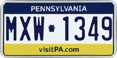 PA license plate MXW1349