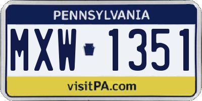 PA license plate MXW1351