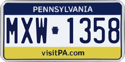 PA license plate MXW1358
