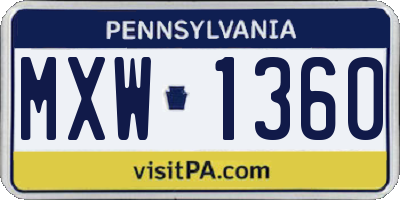 PA license plate MXW1360