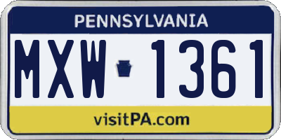 PA license plate MXW1361