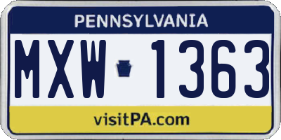 PA license plate MXW1363