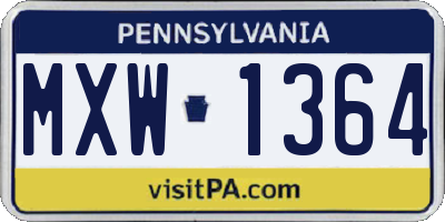 PA license plate MXW1364
