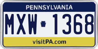 PA license plate MXW1368