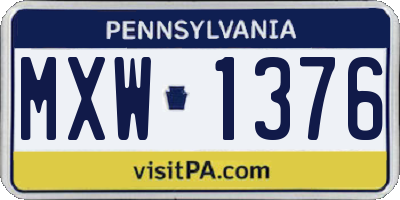 PA license plate MXW1376