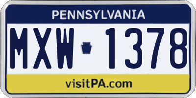 PA license plate MXW1378