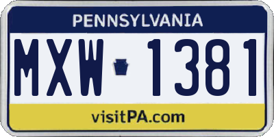 PA license plate MXW1381