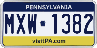 PA license plate MXW1382
