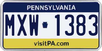 PA license plate MXW1383