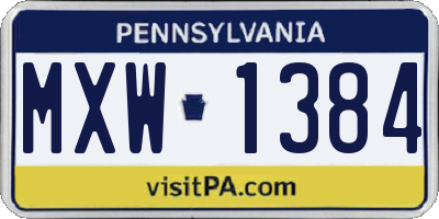 PA license plate MXW1384