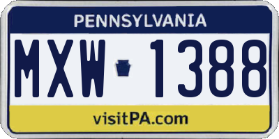 PA license plate MXW1388