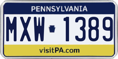 PA license plate MXW1389