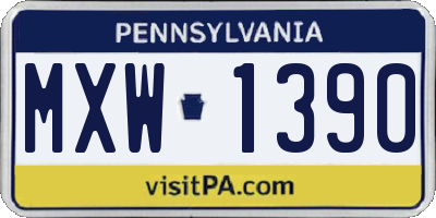 PA license plate MXW1390