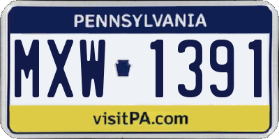 PA license plate MXW1391