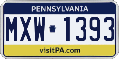 PA license plate MXW1393