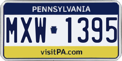 PA license plate MXW1395
