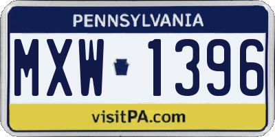PA license plate MXW1396