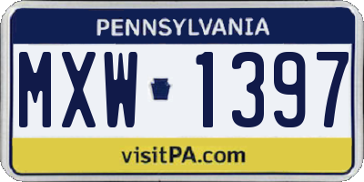 PA license plate MXW1397