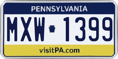 PA license plate MXW1399