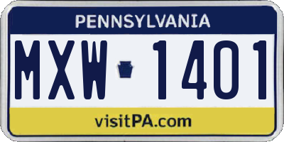 PA license plate MXW1401