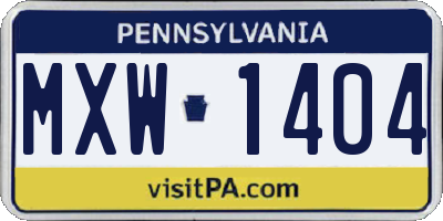 PA license plate MXW1404