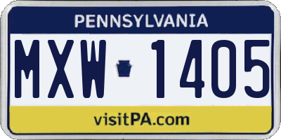 PA license plate MXW1405