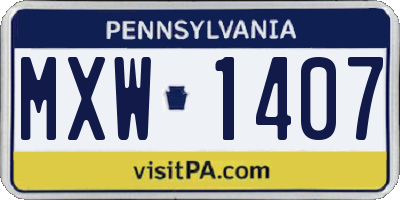 PA license plate MXW1407
