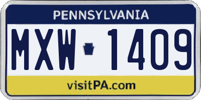PA license plate MXW1409