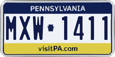PA license plate MXW1411