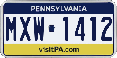 PA license plate MXW1412