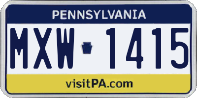 PA license plate MXW1415
