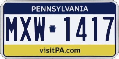 PA license plate MXW1417