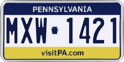 PA license plate MXW1421