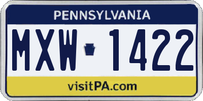 PA license plate MXW1422