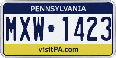 PA license plate MXW1423