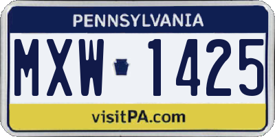 PA license plate MXW1425