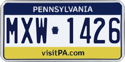 PA license plate MXW1426