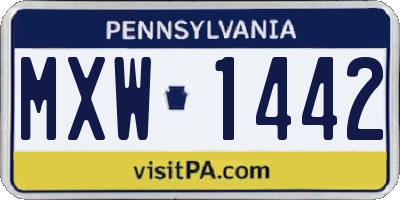 PA license plate MXW1442
