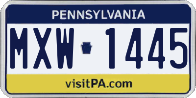 PA license plate MXW1445
