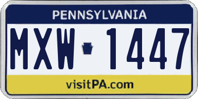 PA license plate MXW1447