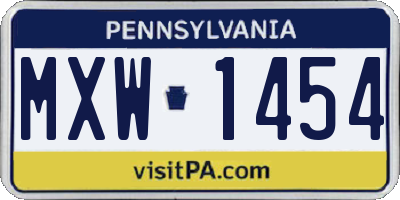 PA license plate MXW1454