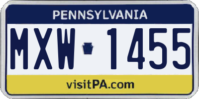 PA license plate MXW1455
