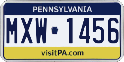 PA license plate MXW1456