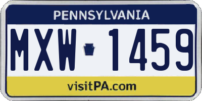 PA license plate MXW1459