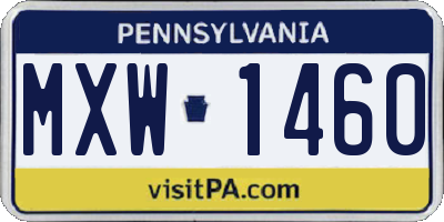 PA license plate MXW1460