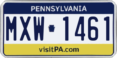 PA license plate MXW1461