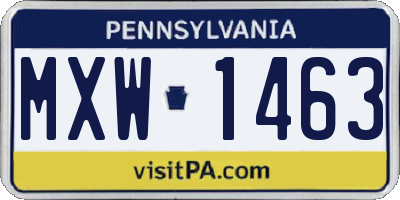 PA license plate MXW1463