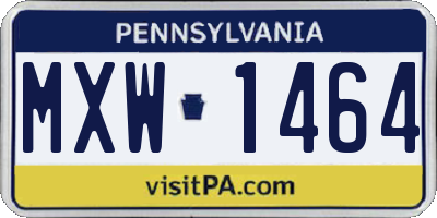 PA license plate MXW1464