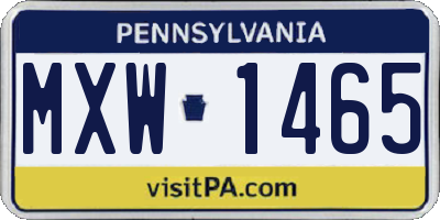 PA license plate MXW1465