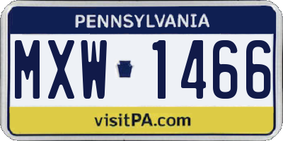 PA license plate MXW1466